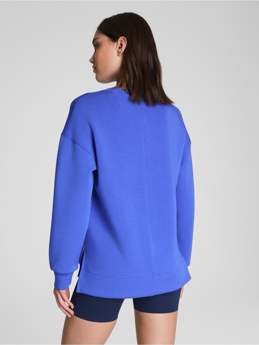 Spanx AirEssentials Blue Crewneck Tunic Sweatshirt Oversized Soft Luxe Lounge